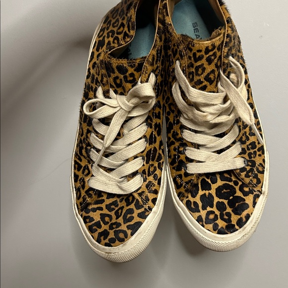 SeaVees Shoes - Seavee Calf Hair Leopard Print Ankle Sneakers with White Laces